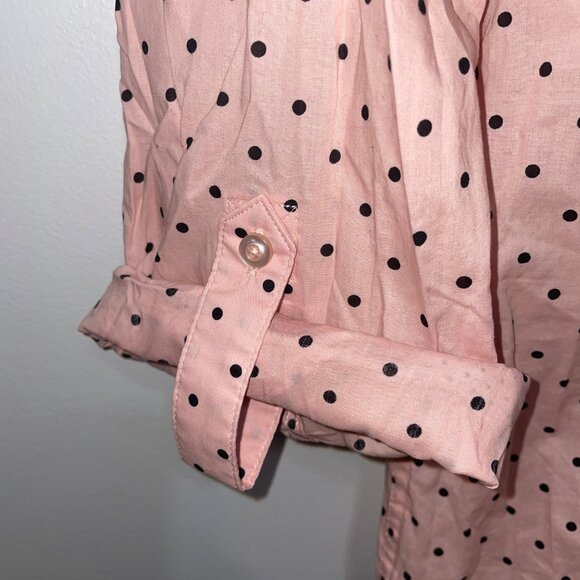 Pink Talbots Polka Dot Button-Up Blouse With Rolled Sleeves L - Picture 3 of 3